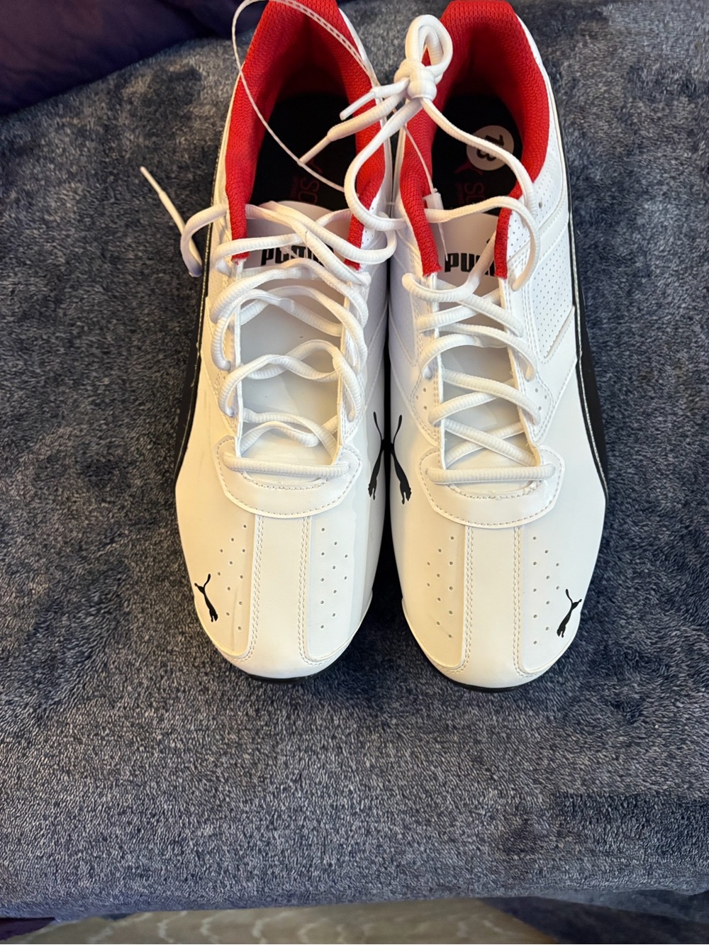 Puma Men’s White Athletic Shoes with Red Interior and Black Accents